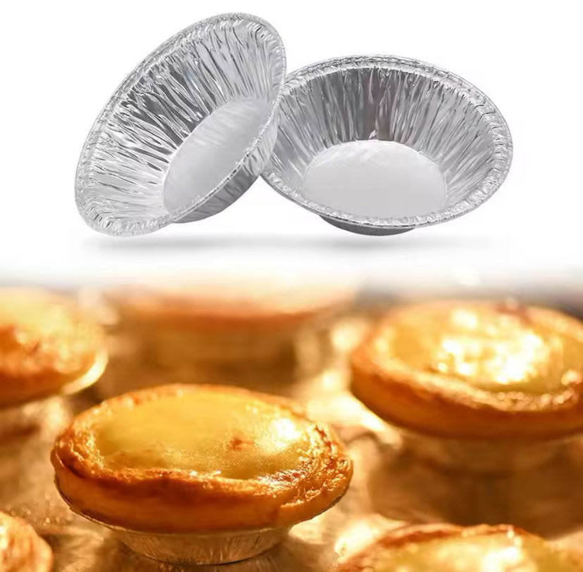 50pcs Disposable Aluminium Foil Round Cake Mold, Aluminum Foil Pans Cups, Disposable Tinfoil Tart Pan