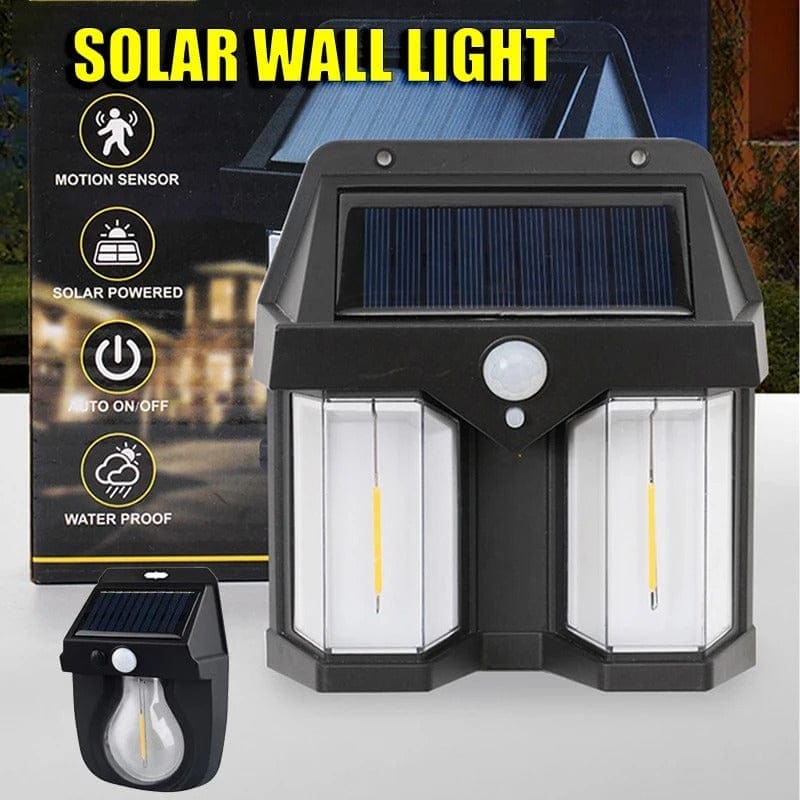 Double Head Antique Solar Sensor Lamp, Wall Mounted Courtyard Villa Garage Wall Light, Human Body Induction Warm Light Lantern, Bright Outdoor Solar Wall Lamp, Energy Efficient Outdoor Lighting
