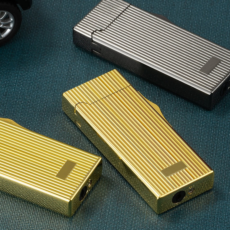 Vintage Style Jet Flame Lighter,  Inflatable Cigar Lighter, Turbine Windproof Cigar Lighter, Portable Gas Smoking Lighter