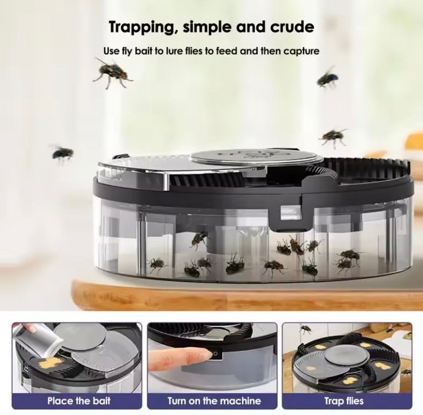 Electric Fly Trap Catcher, Automatic Quiet Insect Flycatcher, Removable Outdoor Garden Flytrap Trap Device