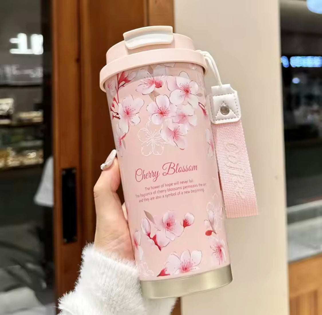 500ML Women Flower Coffee Mug, Stainless Steel Vacuum Flask With Straw, Flower Thermal Mug For Women, Flower Coffee Tumblers For Women