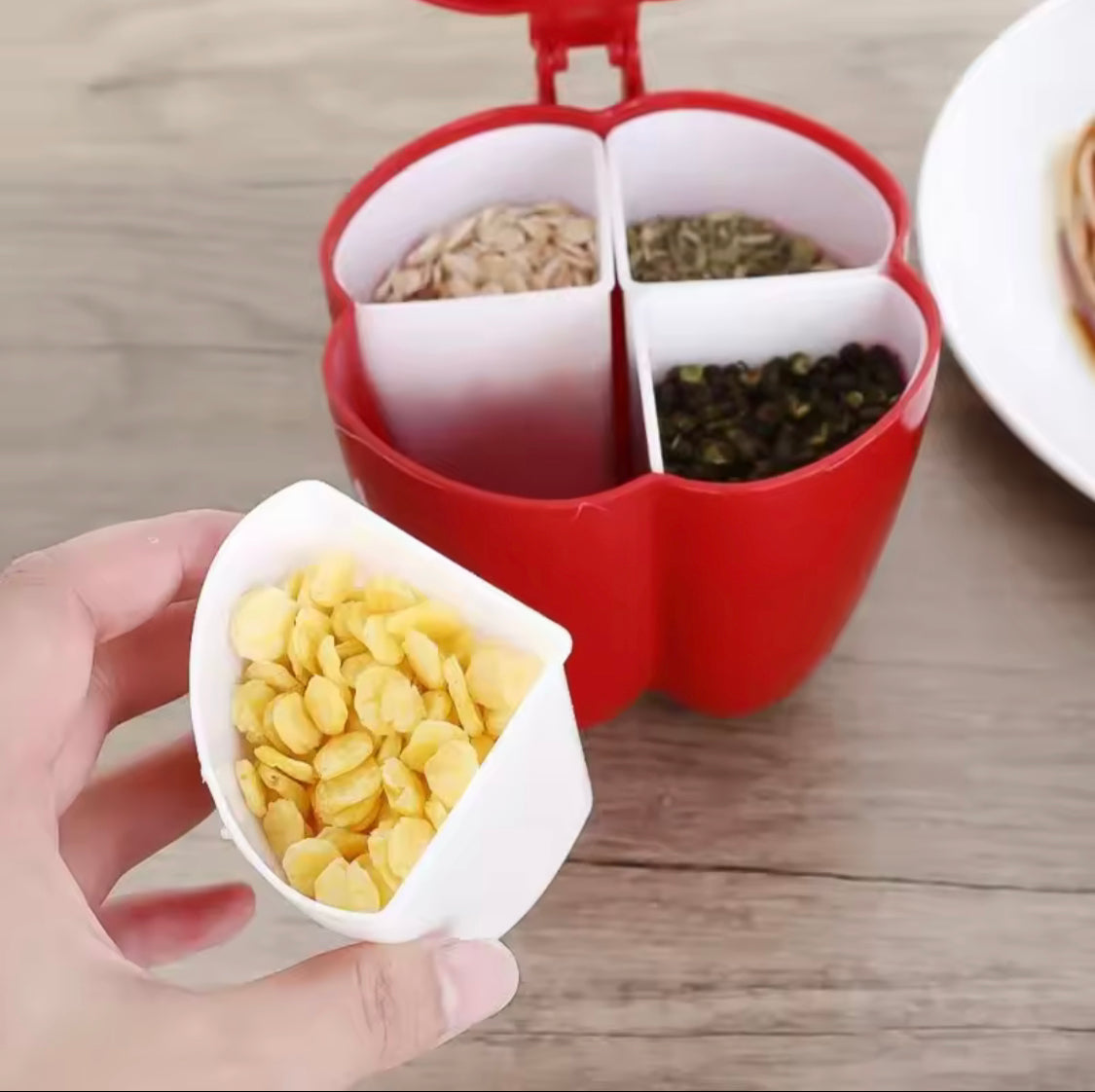 4 In 1 Plastic Creative Seasoning Container, Vegetable Shaped Spice Jar Container, Plastic 4 Compartments Seasoning Jar