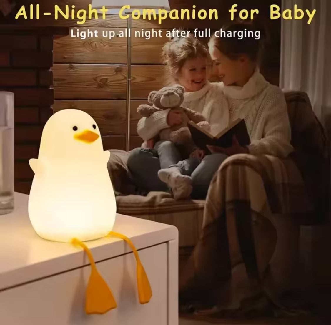 Cute Duck Led Night Lamp, USB Rechargeable Silicone Touch Lamp, Cute Warm Night Light, Duck Lamp For Room Decoration