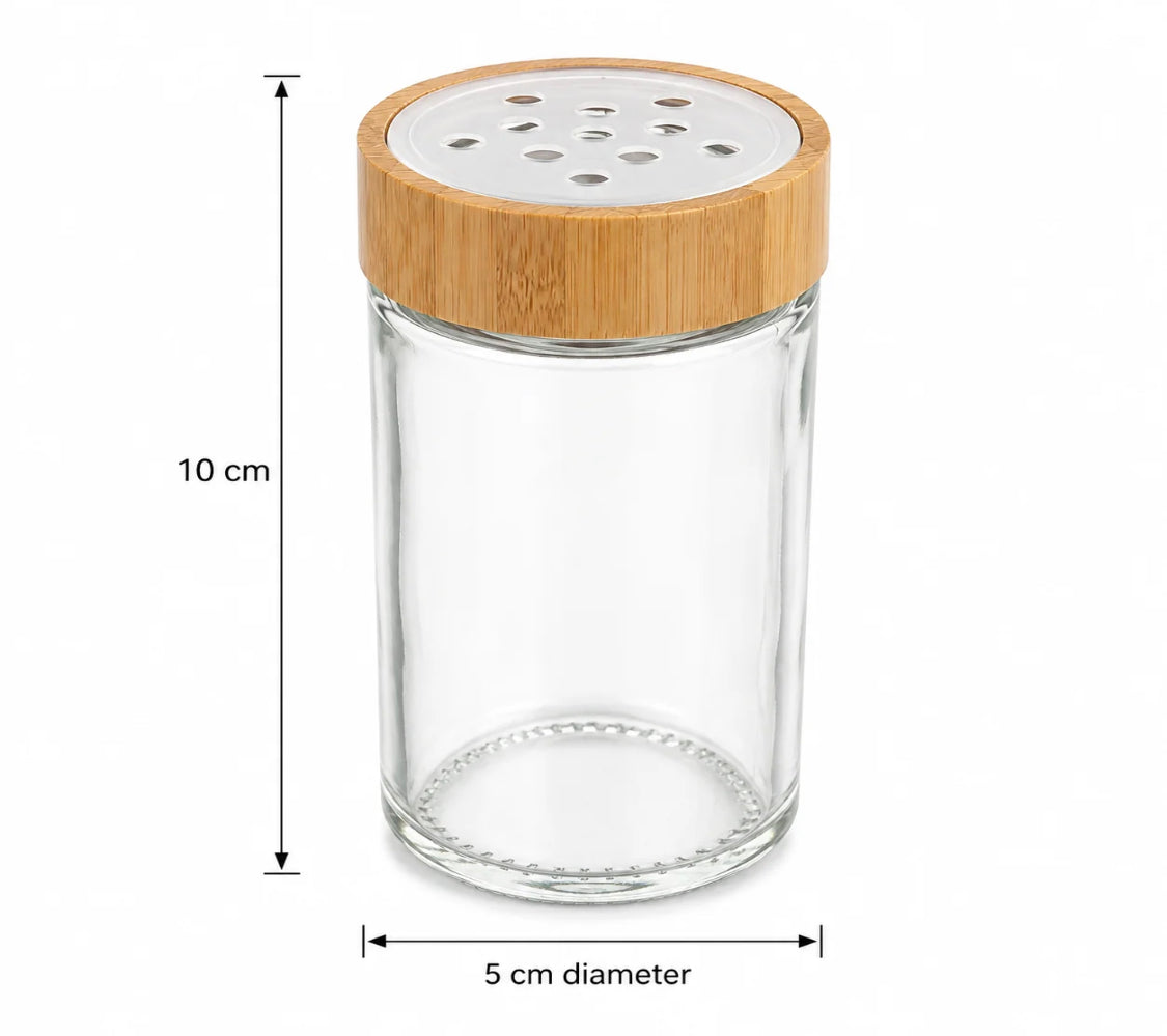 Hexagonal Bamboo Spice Rack With 8 Jars, Bamboo Spice Organizer, Wooden Masala Box with Glass Jars