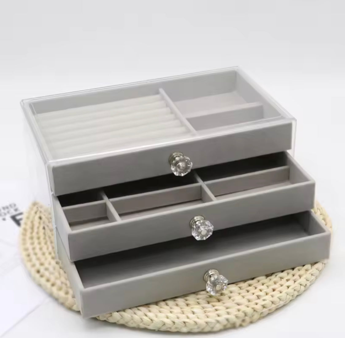 Acrylic 3 Drawer Jewelry Organizer, Velvet Jewelry Organizer Drawer, Jewelry Box Holder, Acrylic Velvet Multi Layer Jewelry Box Organizer, Jewelry Organizer For Earings and Bracelets