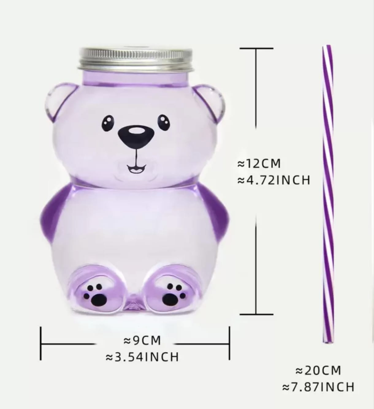 Kawaii Bear Beverage Cup, Plastic Bear Mason Jar Tumbler, Honey Bear Coffee Tumbler, Bear Water Cup With Straw