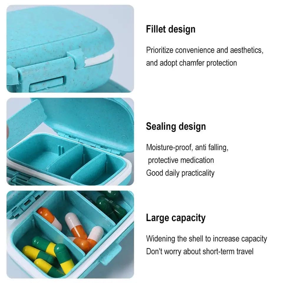 Mini Briefcase Pill Box, 3 Gird Pocket Pills Organizer, 7 Day Mini Weekly Medicine Box, Portable Tablet Medicine Dispenser, Handy Pill Box with 3 Removable Compartments, Portable Pill Box Supplement Box, Multipurpose Storage Case