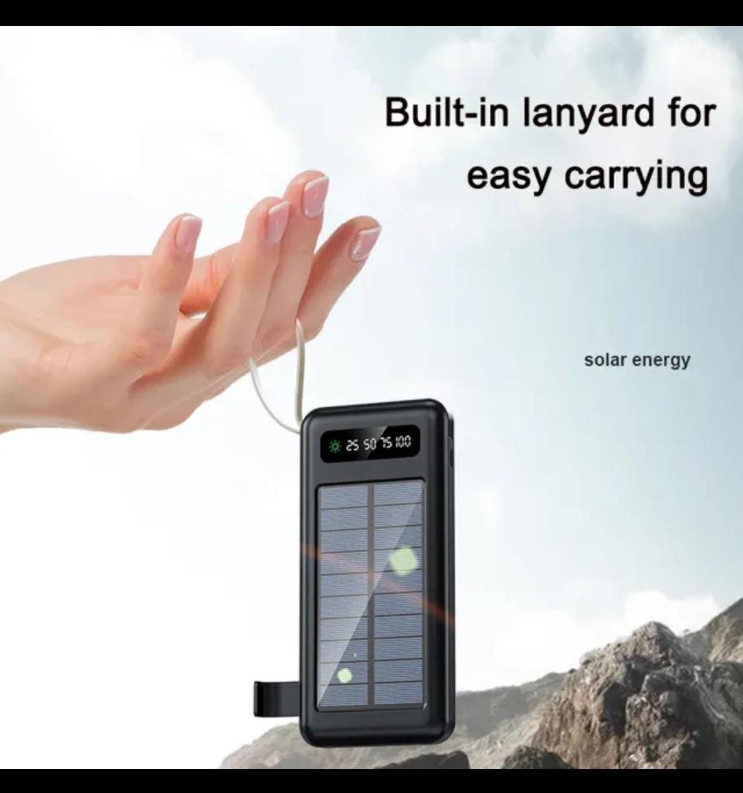 Solar Power Bank, 10000 MAH 100% Transparent LED Power Bank, Led Light ...