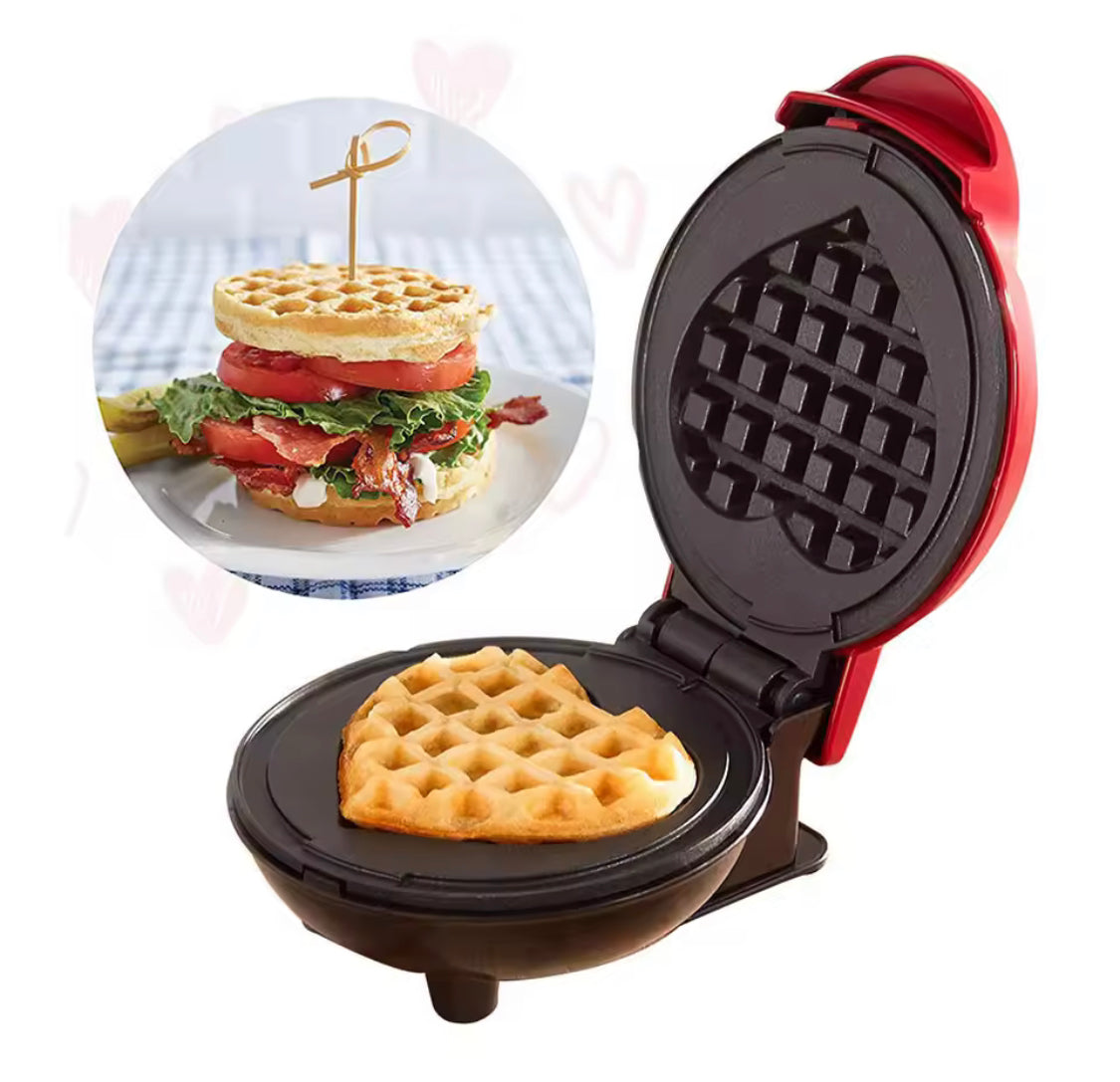 Mini Mighty Waffle Maker, Electric Waffles Maker Machine, Breakfast Dessert Baking Machine, Portable Non Stick Waffles Maker, Calf Crossing Foldable Waffle Pancake Maker, Electric Cake Maker For Pancakes Cookies Non Stick Coating
