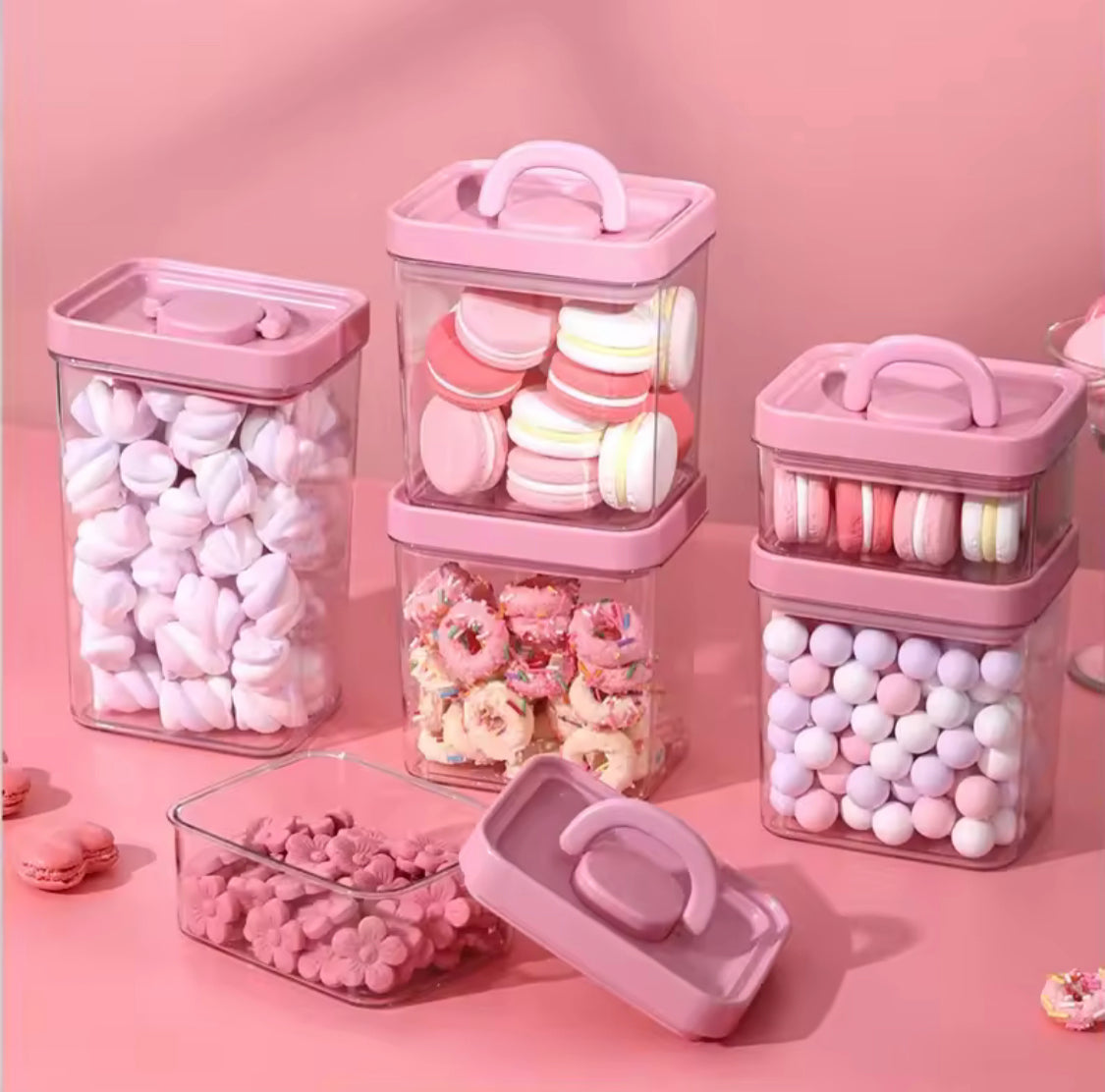 Storage Jar Kitchen, Dried Fruit Classification Storage Box, Pink Candy Jars With Lids, Plastic Kitchen Storage Box