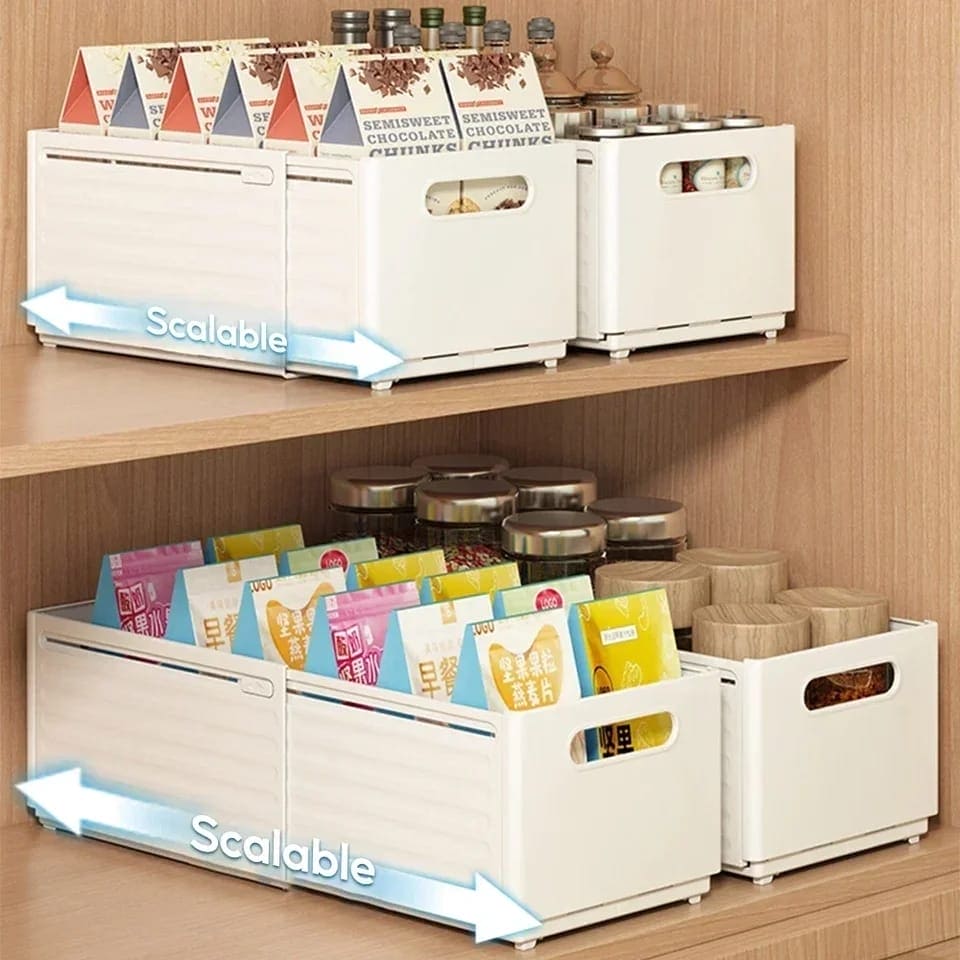 Telescopic Storage Containers Telescopic organizer Basket, Scalable Storage Box, Retractable Drawer ...