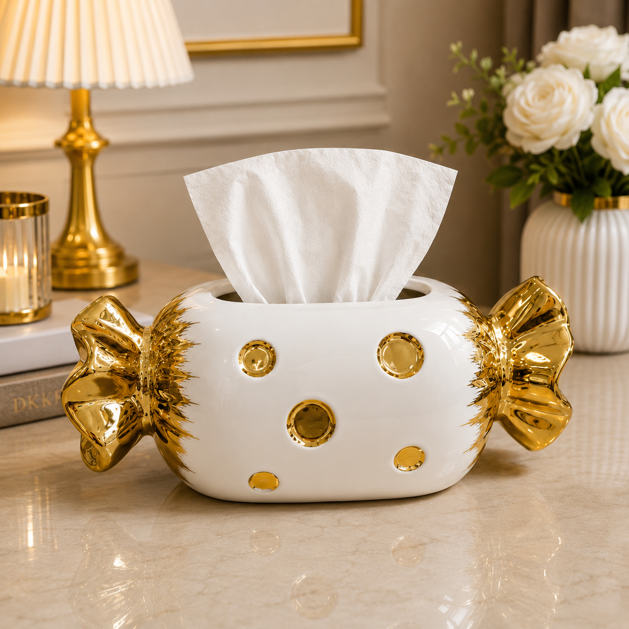 Luxury Candy Tissue Box, Elegant Bow Tissue Holder, Luxury Living Tissue Box