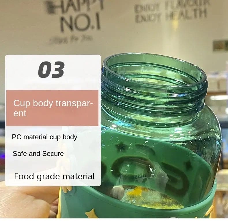 1L Student Summer Water Bottle, Fashion Plastic Bottle with Straw, Outdoor Sport with Tea Separator for Kids, 900ml Beverages Dispenser, Portable Drinking Water Bottle, Portable Drink Bottle For Outdoor, Kids Water Sippy Cup