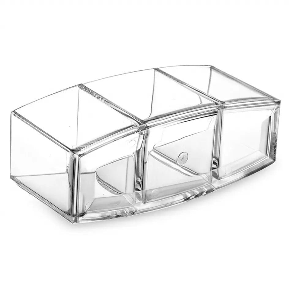 3 Grid Acrylic Makeup Brush Organizer, Luxury Beauty Display Stand, Multipurpose Transparent Container