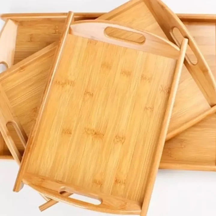 Set Of 3 Bamboo Wooden Tray, Serving Bamboo Tray, Premium Quality Wooden Bamboo Tray