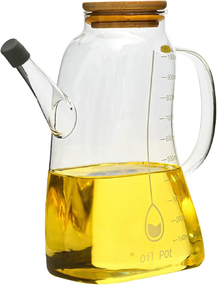 Borosilicate Glass Oil Jug, Kitchen Oil Jug, Glass Vinegar Pot With Lid, Glass Oil Dispenser For Kitchen