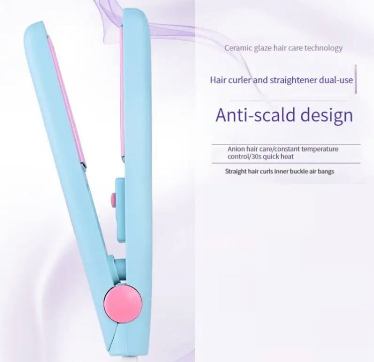 Mini Electric Hair Straightener, Small Power Plug Curling Hair Straightener, Portable Hair Curling Iron Machine