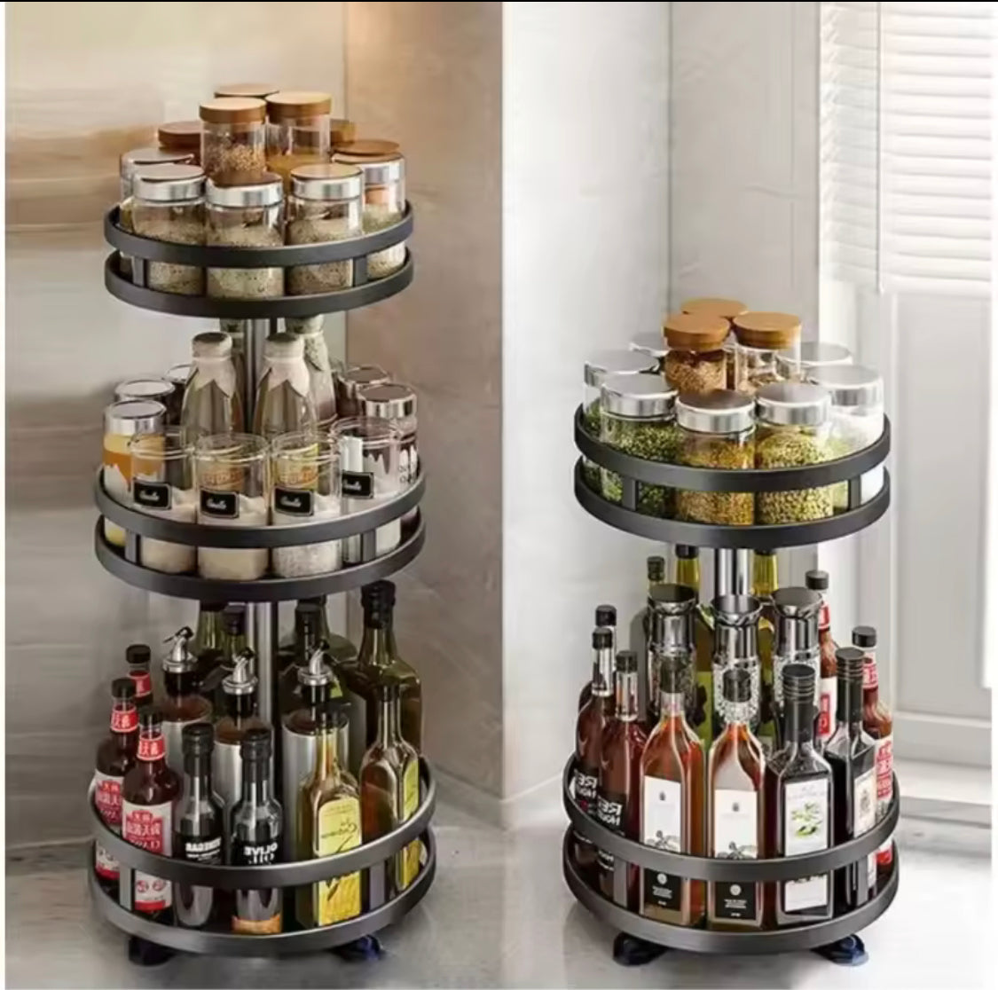 Rotating Countertop Spice Rack, Multipurpose Seasoning Spice Tray, Rotatable Spice Bottle Shelf Organizer
