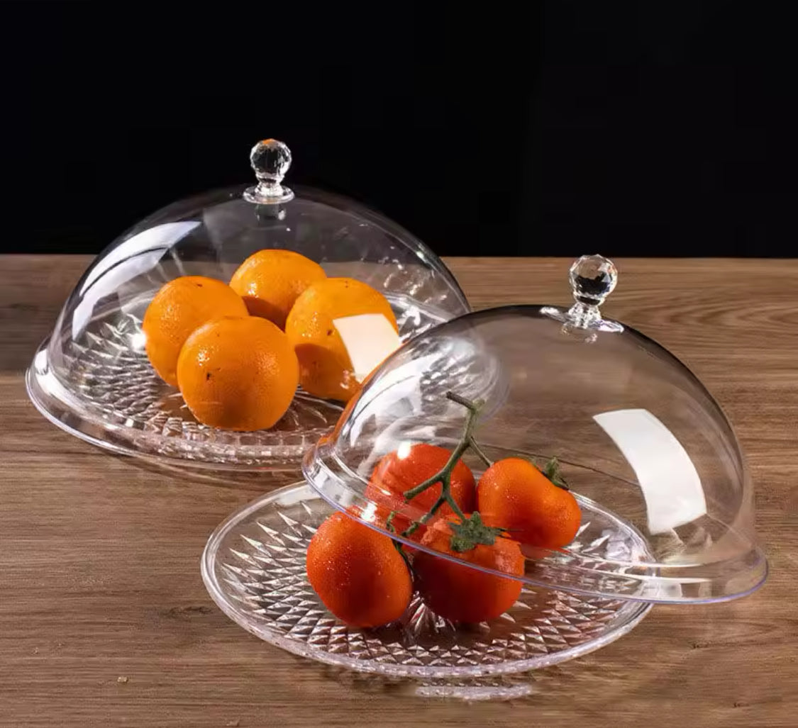 Acrylic Round Circle Candy Dish With Lid, Transparent Dried Fruit Box, Serving Fruit Tray With Glass Acrylic Lid, Cake And Cookies Plate With Transparent Lid