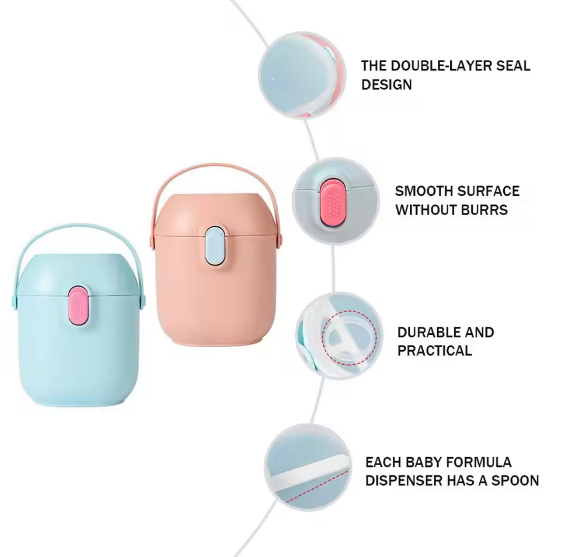 Baby Milk Powder Container With Spoon, Portable Baby Food Storage Box, Newborn Toddler Snack Box, Baby Essentials