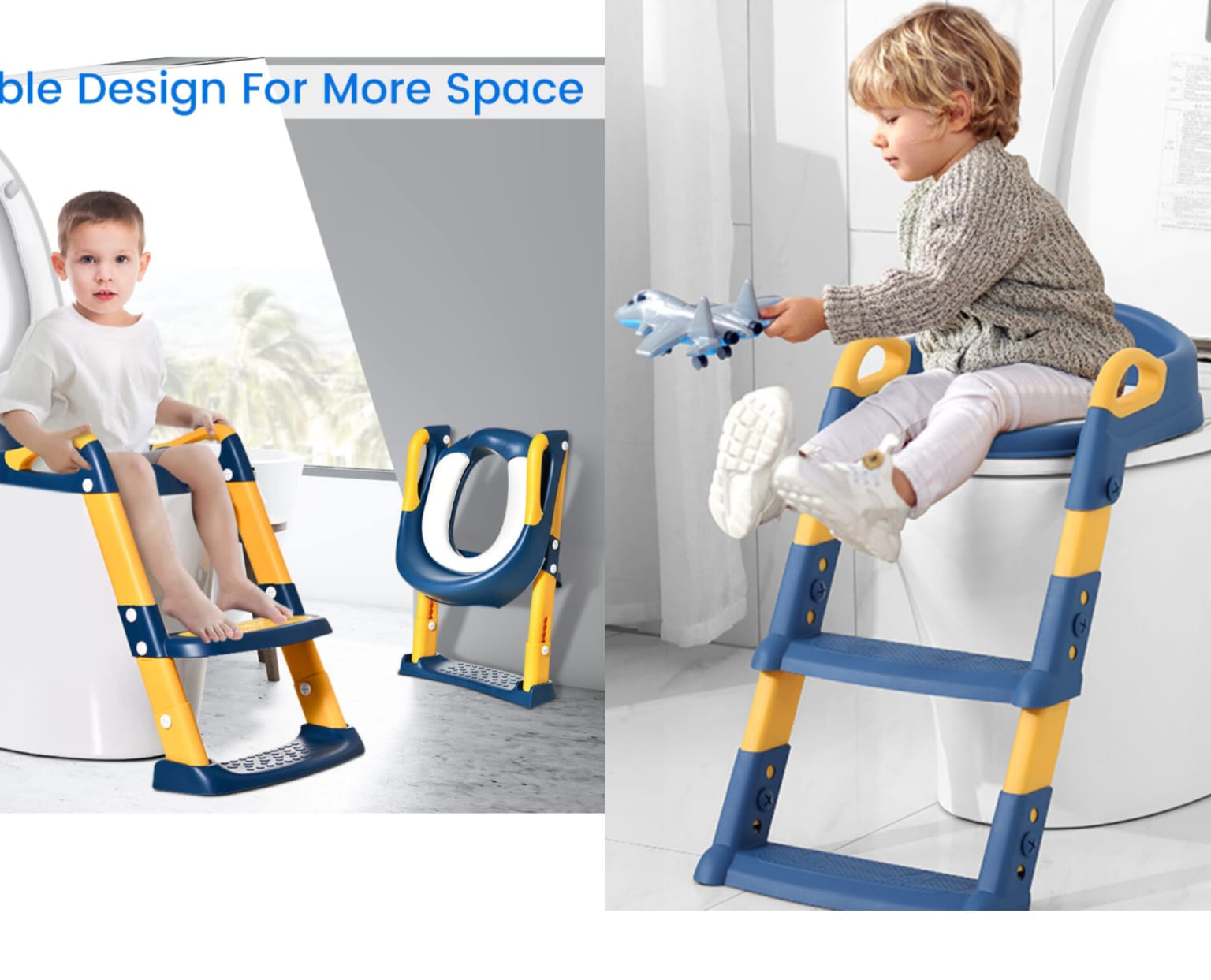 Kids Toilet Foldable Stepped Stool, Toddlers Toilet Ladder, Baby Toilet Training Seat