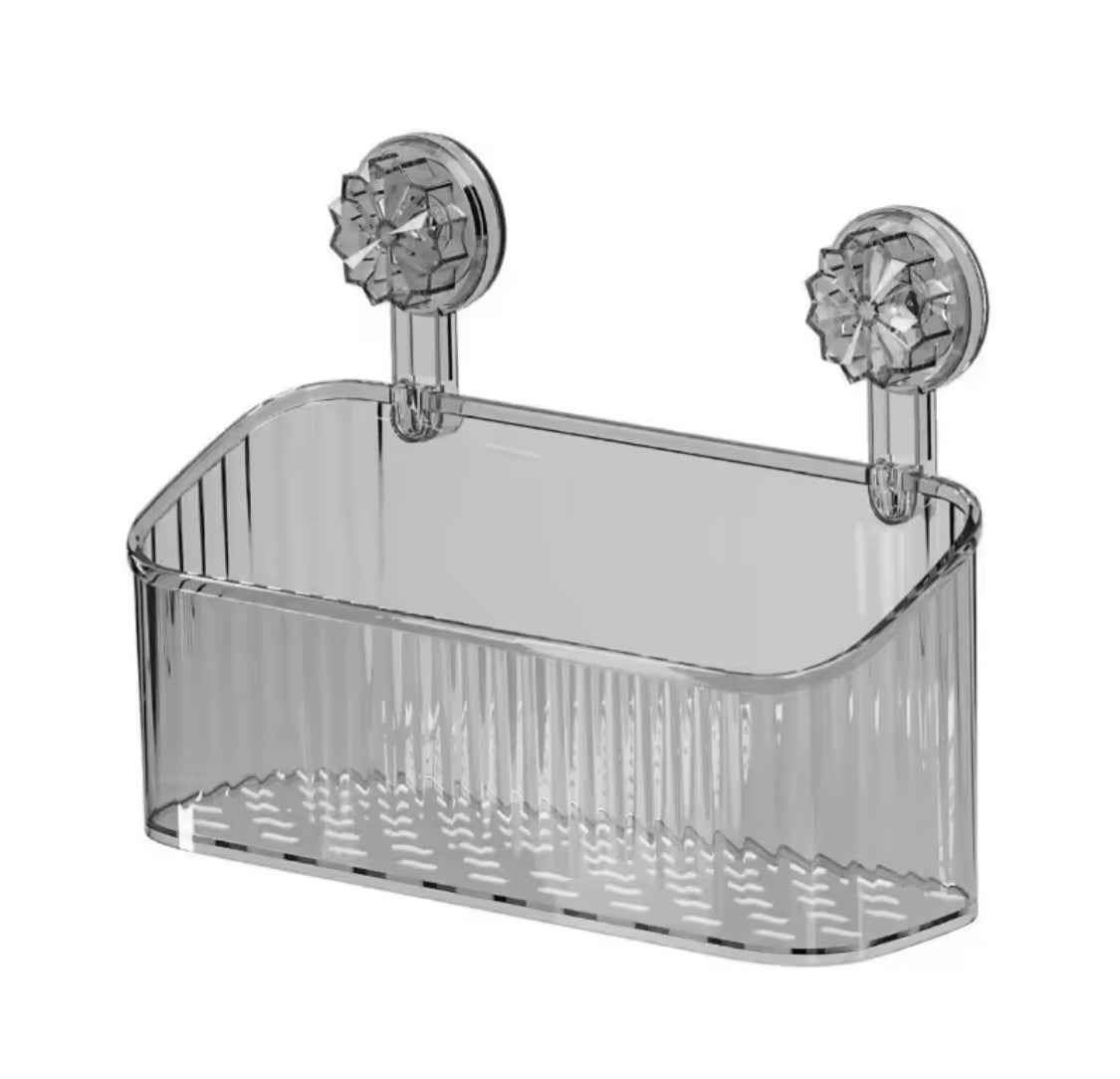 Acrylic Bathroom Suction Cups Shelves, Transparent Punch Free Storage Rack, Bathroom Storage Basket Holder