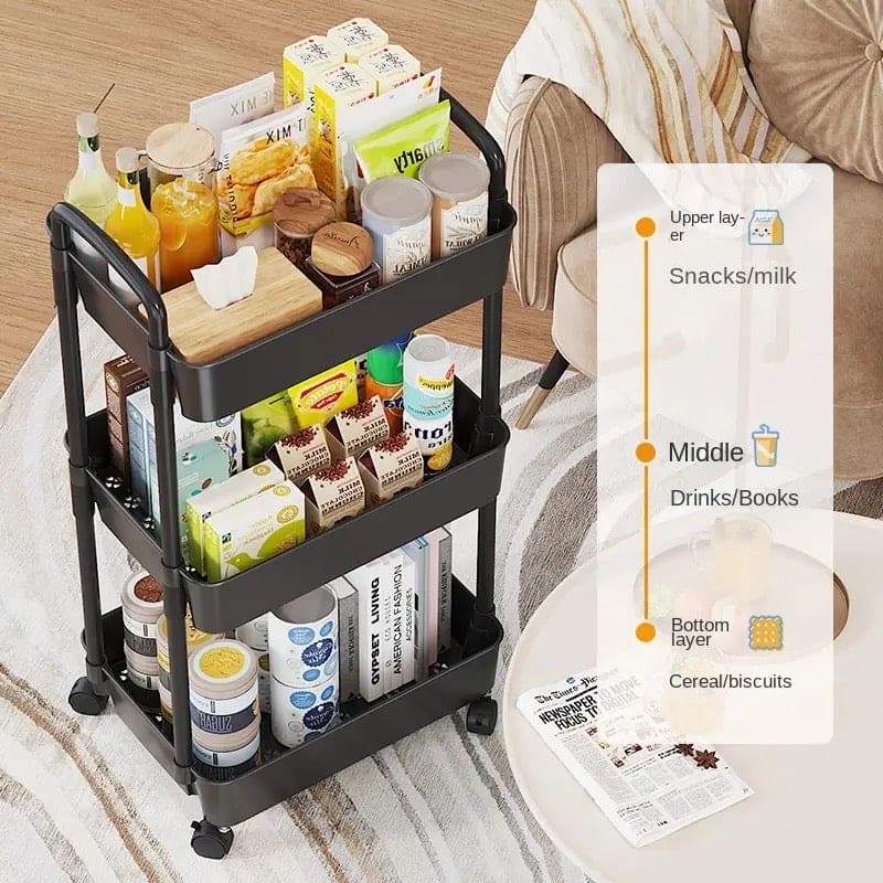 Mobile Durable Rolling Cart, Multi Layer Kitchen Trolley Metal Cart, Snacks Storage Rack with Wheels,  Movable Gap Storage Rack, Trolley Organizer Auxiliary Cart, Home Snack Vegetables Storage Rack with Wheels