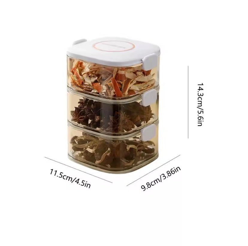 Korean Design Spices Mini Container, Stackable Airtight Spice Containers With Lid, Adjustable Compartments Spices Box