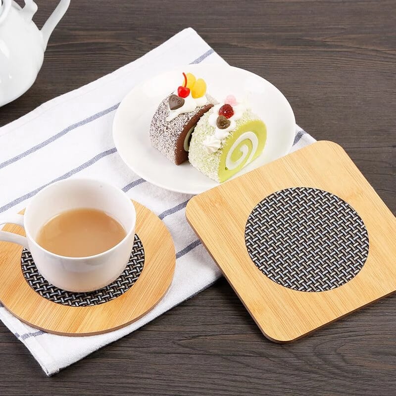 Wooden Heat Pad, Antislip Pot Holder Table, Waterproof Square Mat Round Coasters