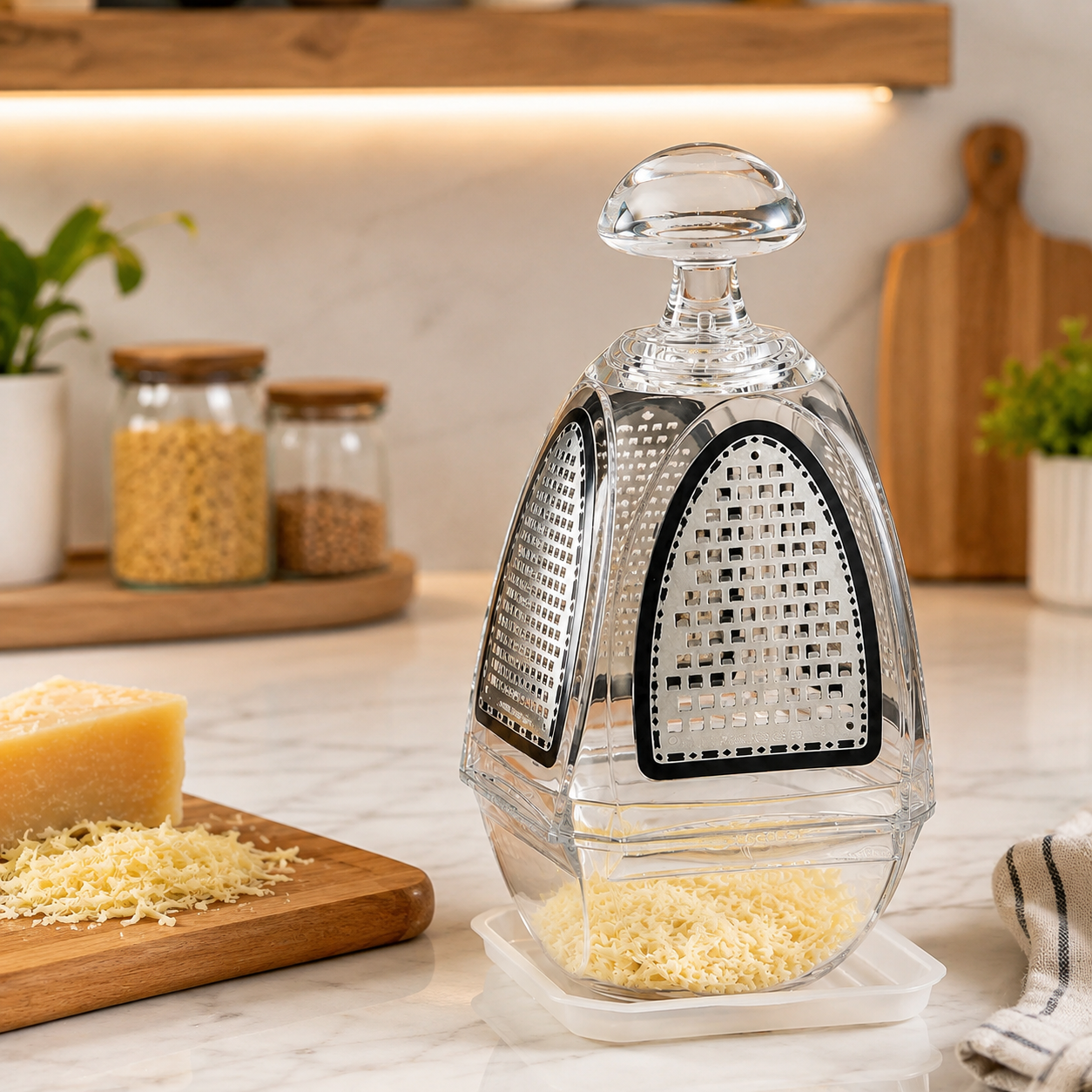 4 In 1 Kitchen Grater with Storage Box, Multi Sided Vegetable And Cheese Grater, All In One Cheese Shredder with Container, Manual Cheese And Vegetable Grater