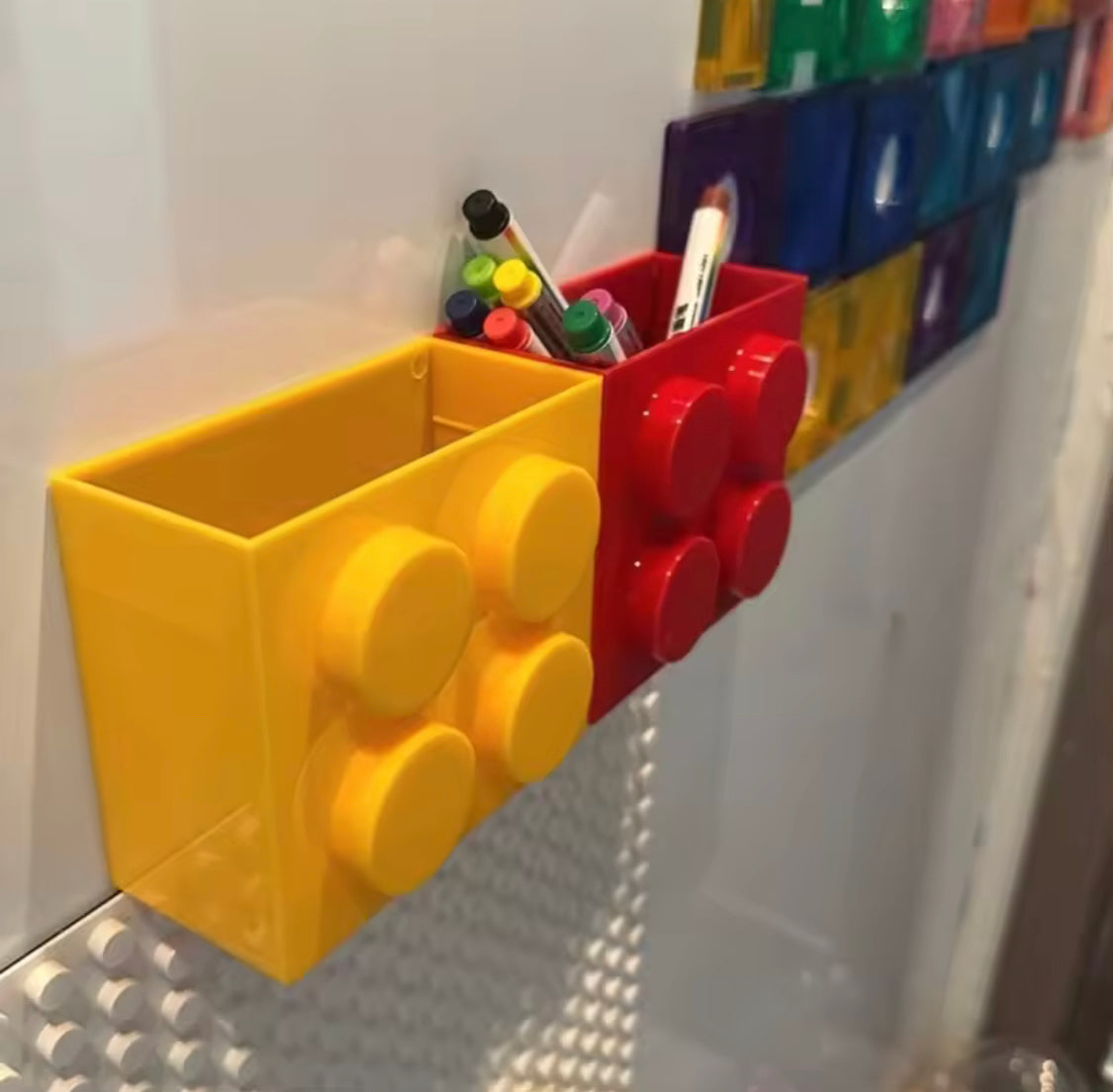 Wall Mounted Building Blocks Sticking Holder, Refrigerator Door Shelf Organizer,  Kitchen Fridge Accessories Organizer