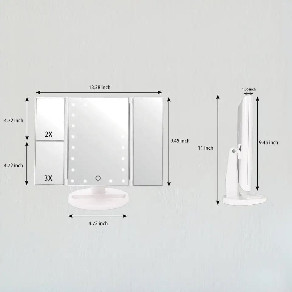 LED Zooming Mirror, 22 LED Light Makeup Mirror, Magnifying Cosmetic Mirror, 180 Rotation Adjustable Touch Dimmer Table Makeup Mirrors, Tri Fold Makeup Mirror, Smart Complementary Makeup Mirror, Vanity Dimmer Beauty Table Mirror