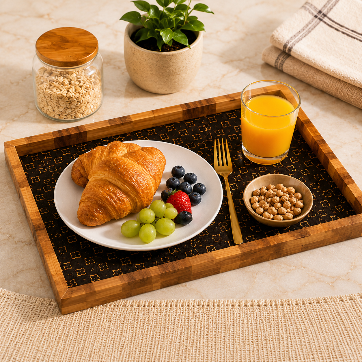 Set Of 3 Luxury Wooden Display Tray Set, Wooden Home Essentials Tray Set, Multipurpose Wooden Serving Tray, Classic Wooden Breakfast Tray