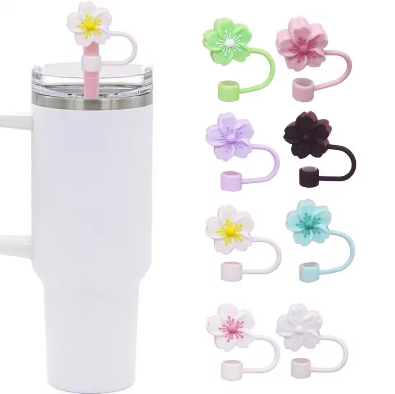 Set Of 3 Silicone Straw Topper, Dust Proof Tumbler Straw Cover, Reusable Straw Tips, Straw Cup Accessories
