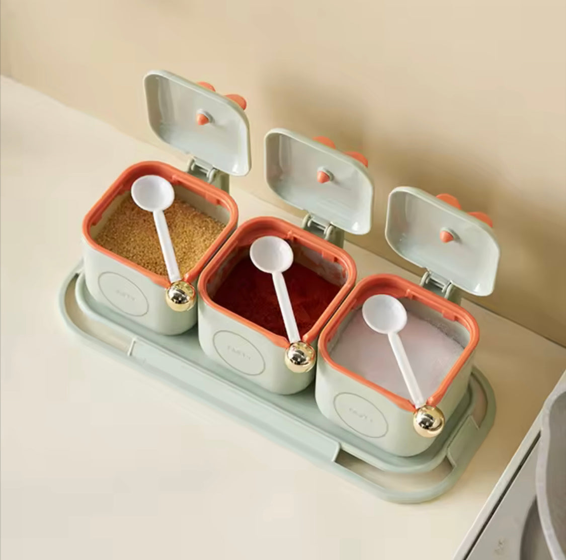 Seasoning Jar Set With Lid, Seasoning Box Organizer, 3 Piece Set Kitchen Containers for Coffee Sugar Or Spice Jar