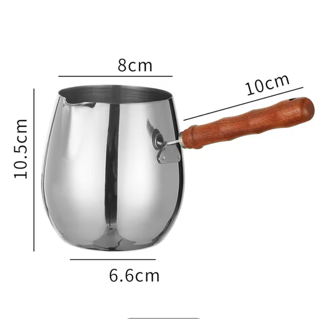 Stainless Steel Turkish Coffee Pot With Wooden Handle, Home Office Espresso Tea Pot, Leakproof Coffee Pot