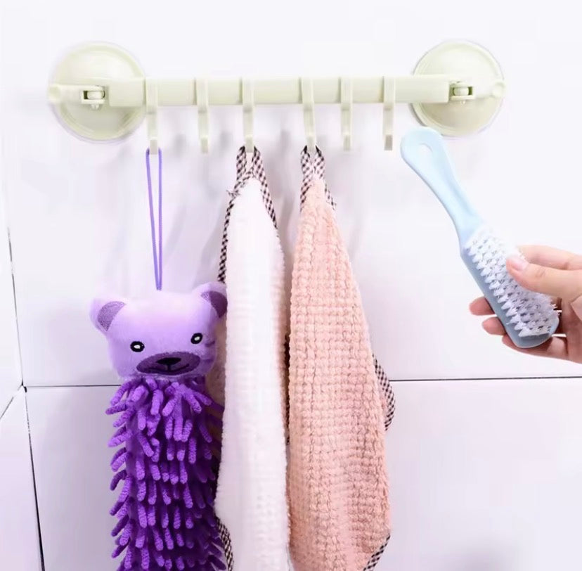Adjustable Hanger Rack with Double Suction Cups, Kitchen Hanger Organizer With Suction Cup, Bathroom Corner Suspension Hanger Hook