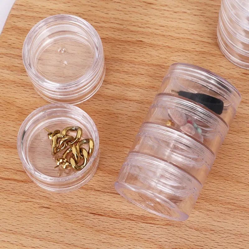5 Layer Oval Cosmetic Jar, Acrylic Anti-oxidation Jewelry Storage Box, Earrings Ring Nail Charm Organizer Box,Transparent Decoration Storage Jar, Multipurpose Ornament Storage Container