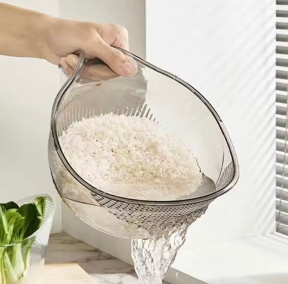 Multifunctional Sink Drain Strainer, Acrylic Thickened Rice Drainage Basket, Household Draining Bowl