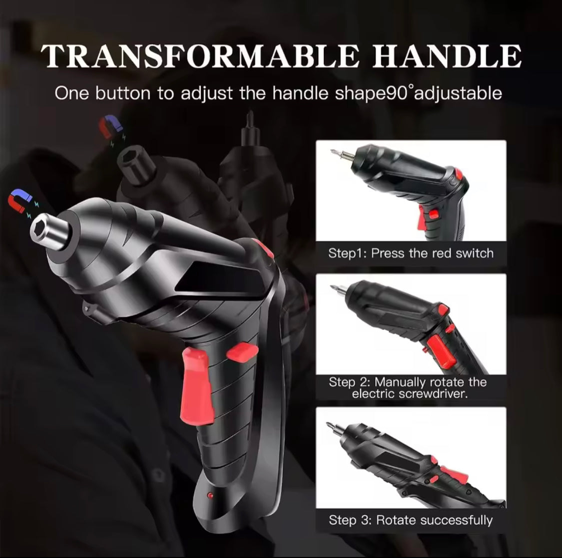 Rechargeable Cordless Screwdriver Tool Set, Mini Household Screwdriver, MultiFunctional Lightweight Electric Drill