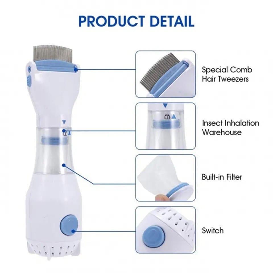 Electric Lice Remover, Portable Lice Comb, Anti lice Removing Device, Fleas Removal Comb For Dogs Cats Pet, Head Lice Remover Machine, Filter Trap Head Lice Catcher, Multipurpose Electric Vacuum Comb