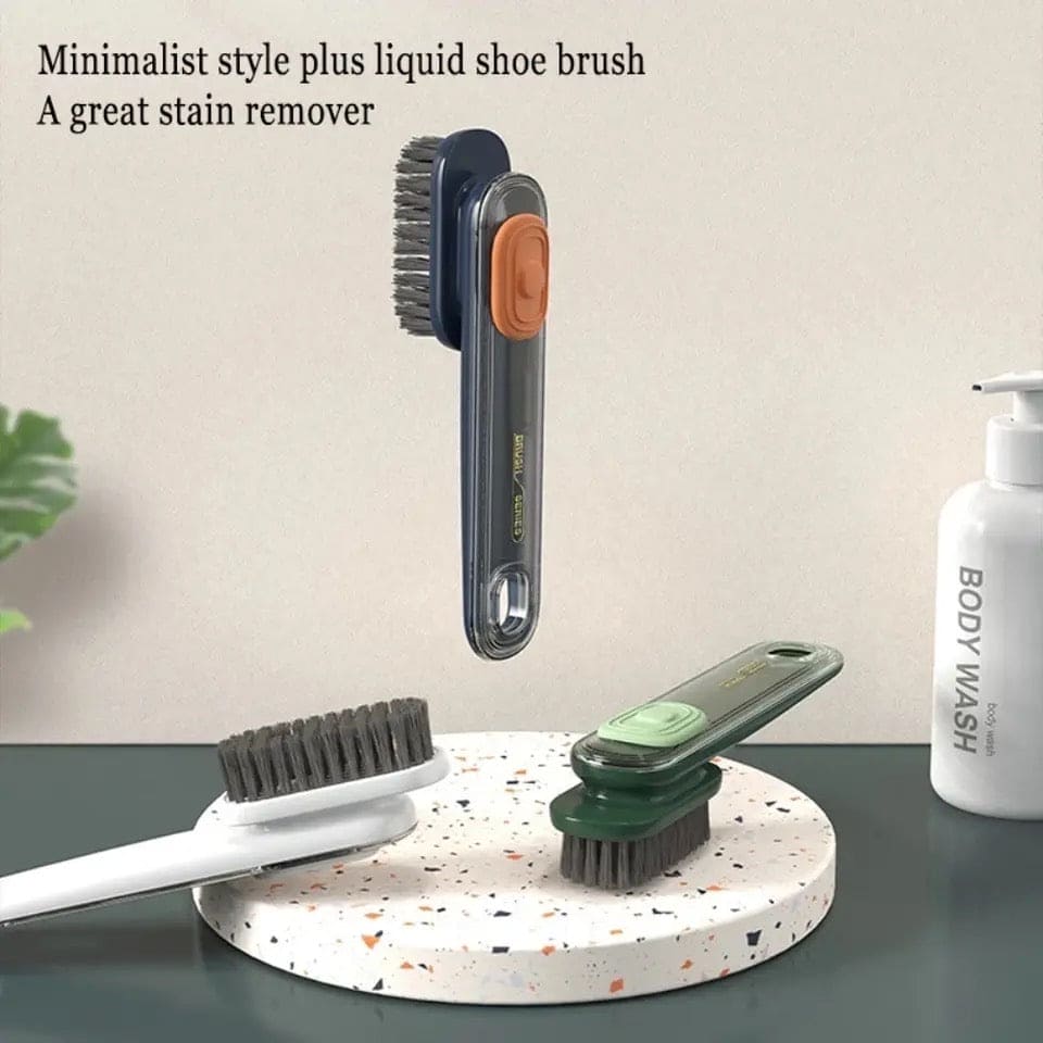 New Liquid Shoe Brush, Shoe Brushes With Liquid Dispenser, Multifunctional Soft Bristled Clothes Board Brush C, Household Laundry Cleaning Brush, Automatic Liquid Discharge Shoes Brush, Long Handle Laundry Clothes Brush Tool