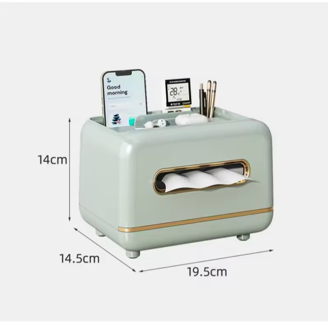 Elegant Tissue Box With Magnetic Opening, Multifunctional Tissue Holder, Large Capacity Tissue Dispenser And Phone Stand