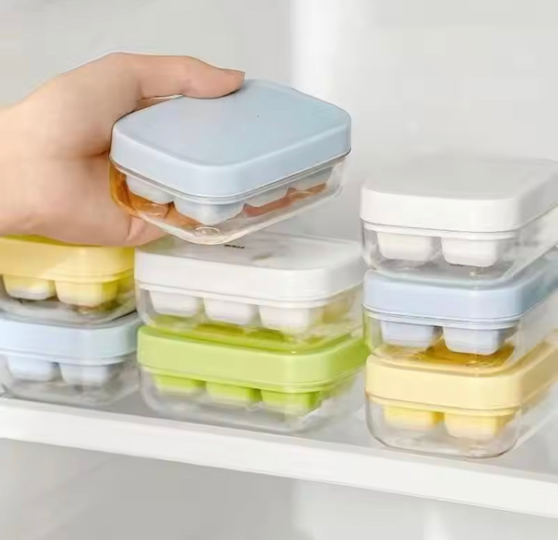Silicone Push Ice Cube Tray, Mini Summer Silicone Ice Storage Box with Lid, Ice Cube Tray
