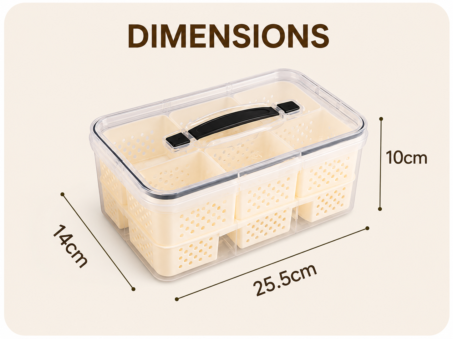Multi Compartment Food Storage Box, 6 Compartments Food Storage Organizer Box, Kitchen Food Storage Container with Lid
