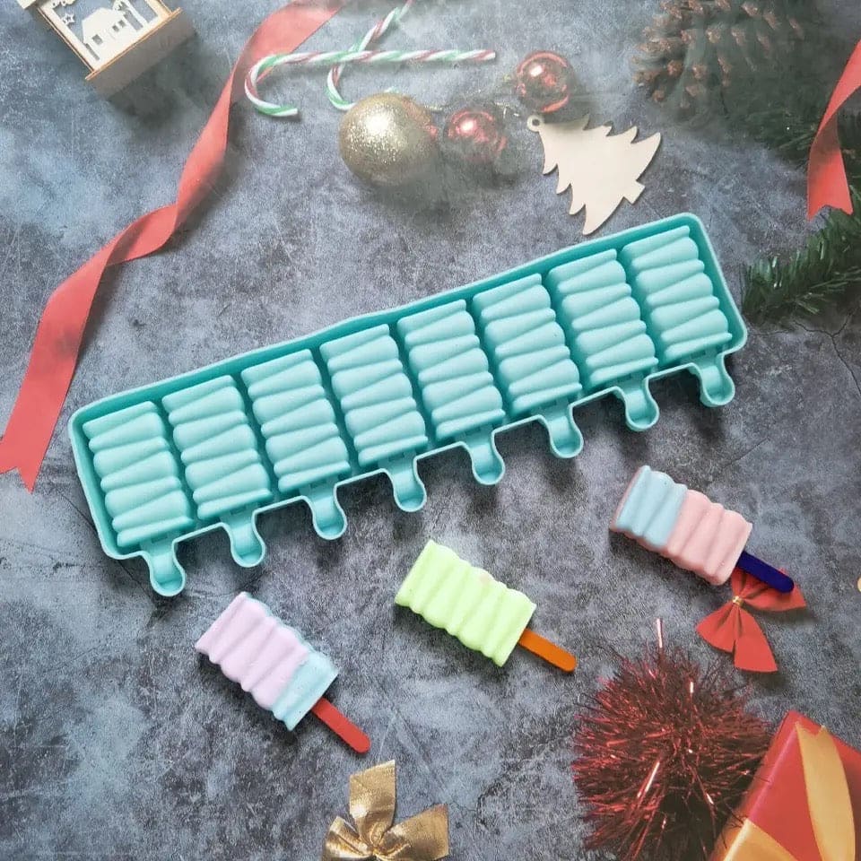 8 Cell Silicon Popsicle Mold, Building Block DIY Molds, 3D Cake Jelly Ice Baking Tray, Multipurpose Pudding Ice Cake Mold, Ice Pop Up Maker Mold