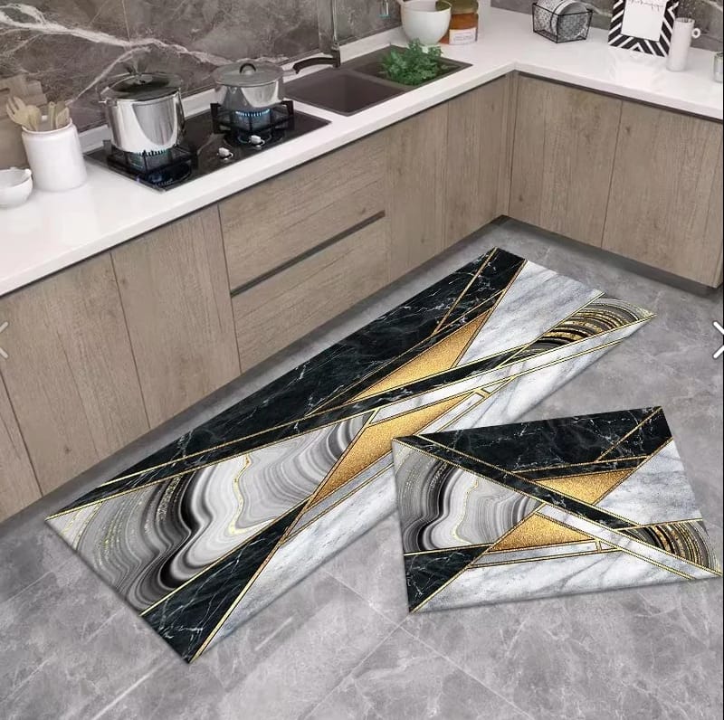 Set Of 2 Kitchen Floor Mat, Non-slip Kitchen Carpet, Kitchen Mat Bedroom Long Rug, Anti Slip Floor Mat, Modern Kitchen Mate