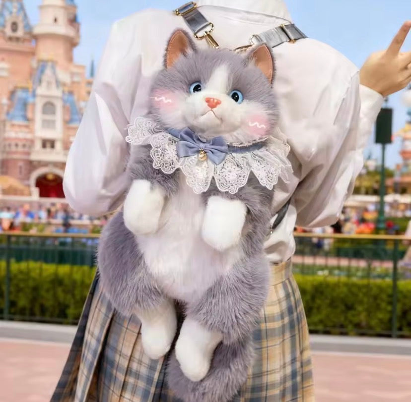 Cute Cat Plush Stuffed Backpack,     Kawaii Cat Backpack Carrier, Fluffy Cat Doll Backpack, Adorable Cat Shoulder Backpack