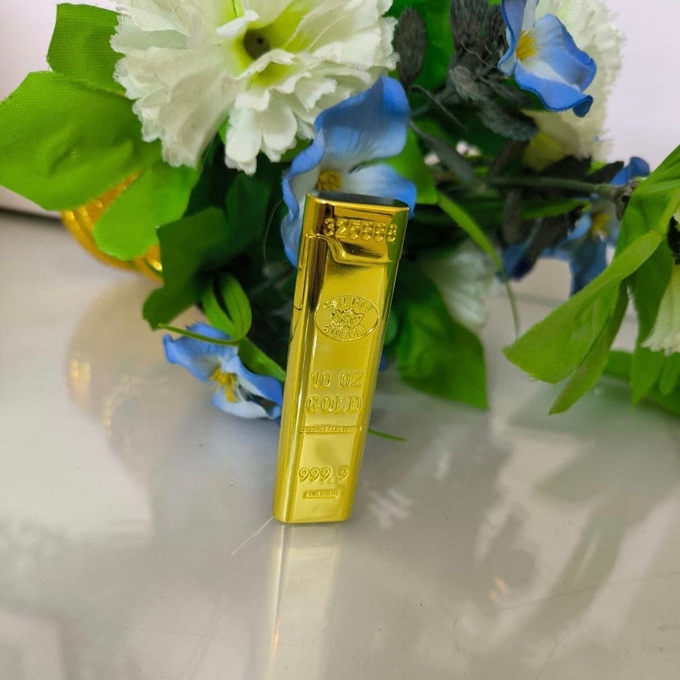 Gold Bar Long Lighter, Luxury 999 Gold Brick Jet Gas Lighter, Refillable Butane Gas Lighter, Gold Polishing Cigarette Cigar Pocket Lighter, Inflated Smoke Lighter