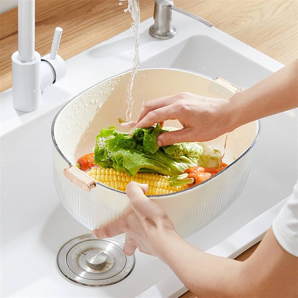 Drainage Basket, Drain Basket Kitchen Tools, Fruit Vegetable Washing Basket, Creative Colander Baskets Filter Shelf